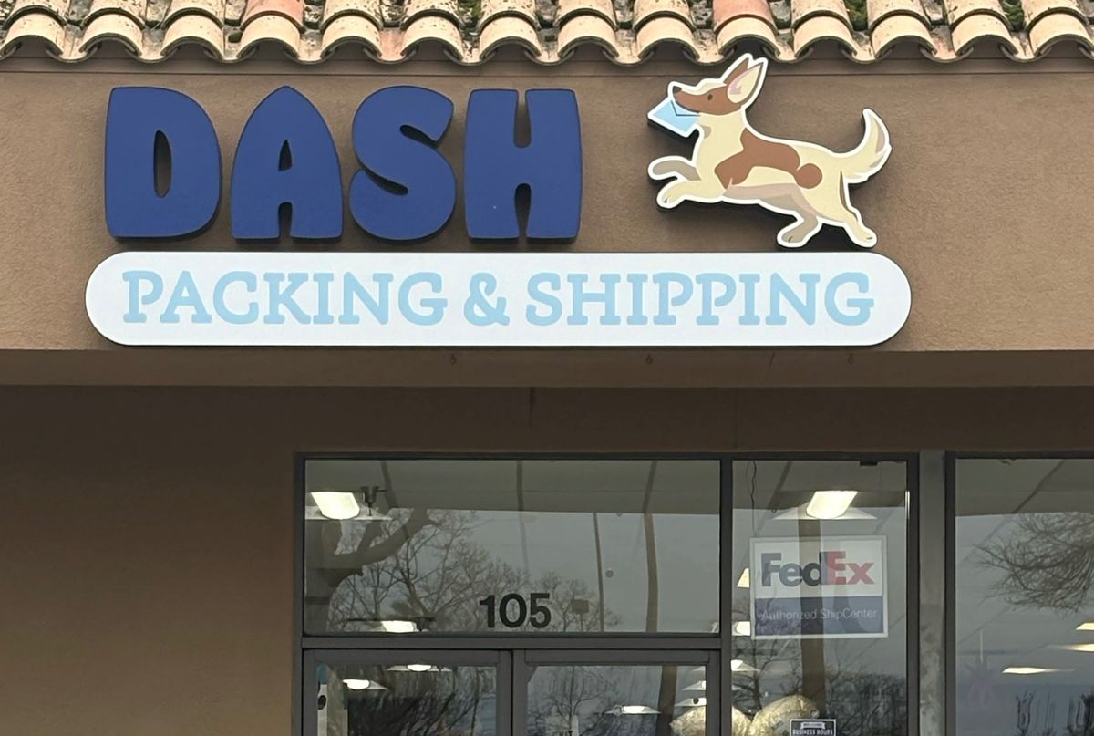 Dash Packing & Shipping storefront at 5730 N First St in Fresno